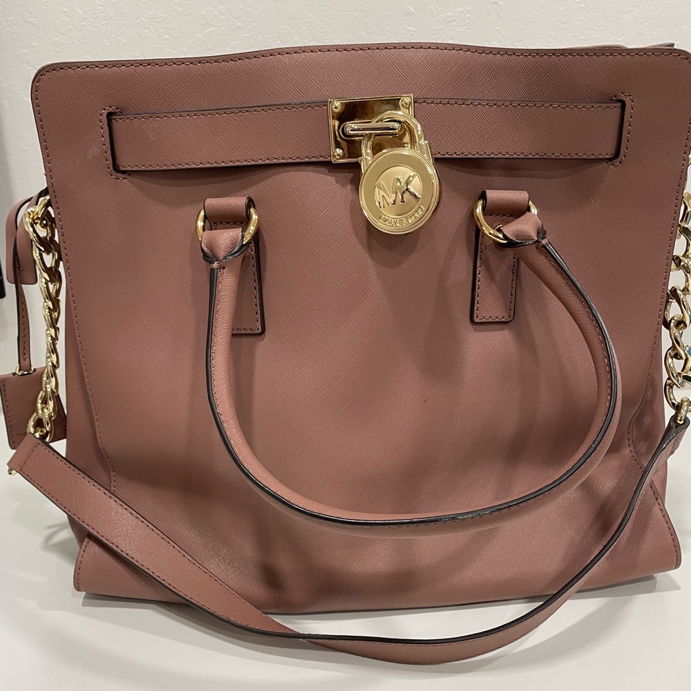 Michael Kors Mauve Shoulder Bag with Gold Accents